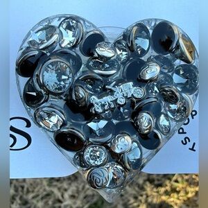 Heart-Shaped Black and Silver Pop-Socket by Spark*l bands with Coach Hardware